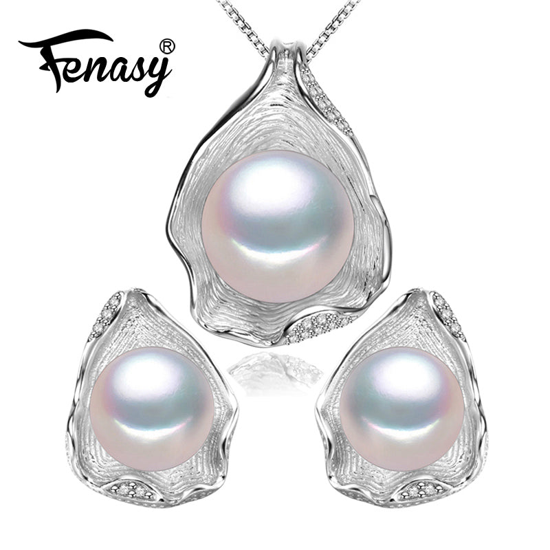 925 Sterling Silver CZ Freshwater Pearl Jewelry Sets Necklace Earrings –  TrapHouse Urban